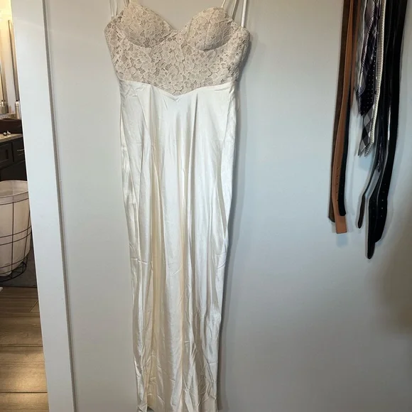 long sleeve bridal shower white dresses Bridal Shower A-Line Wedding Dress Tea Length 3/4 Sleeve Lace Bridal Gown main image 0